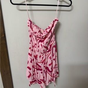 Urban Outfitters Pink and Red Patterned Romper